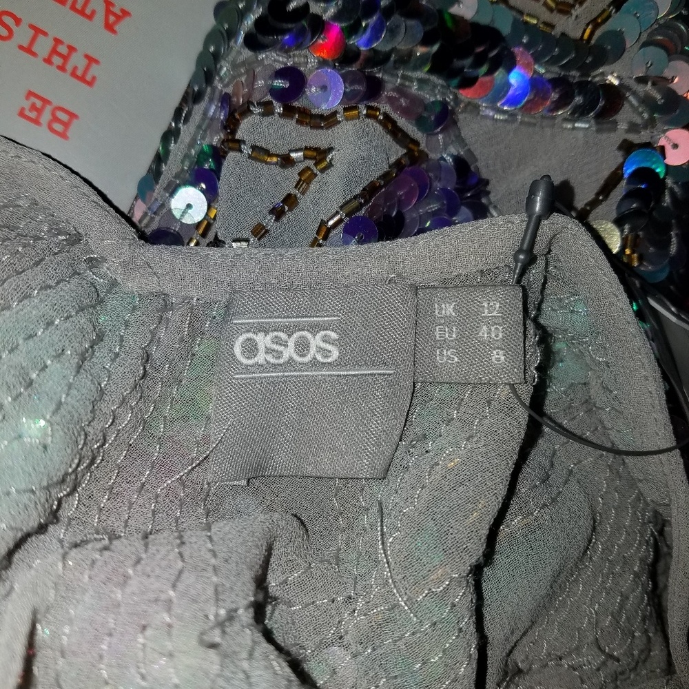 Nude & Iridescent Sequined - •ASOS• | Beaded Dress - Picture 2 of 8